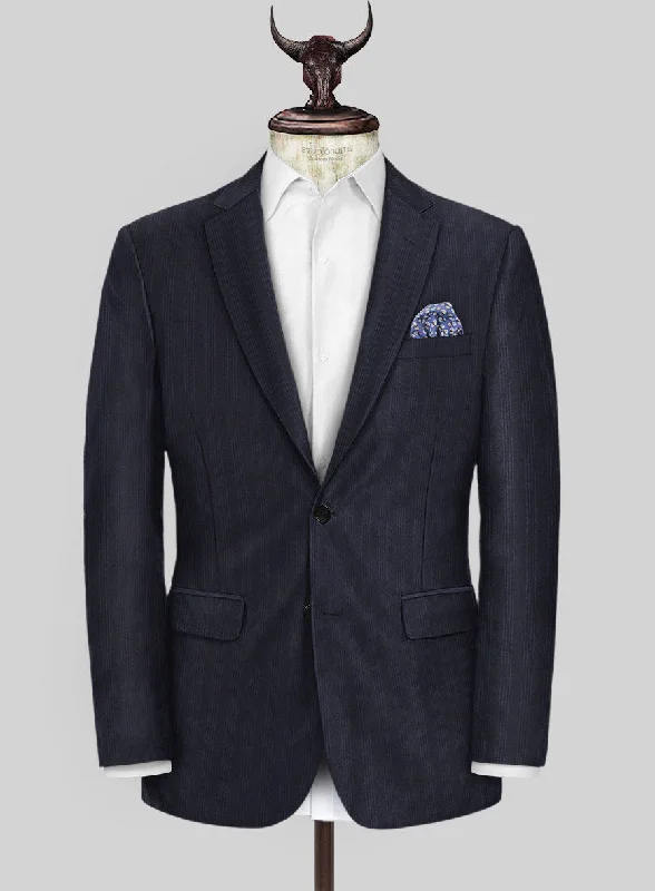 Scabal Londoner Manpa Stripe Blue Wool Jacket Chenille Fabric Brocade Fabric Lace Fabric