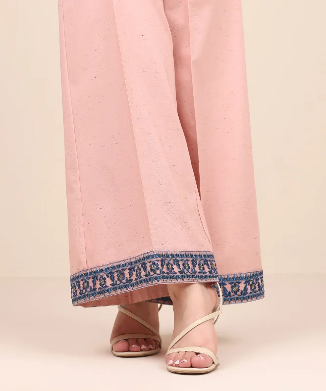 Embroidered Multi Neps Flared Pants Comfortable Denim Trousers