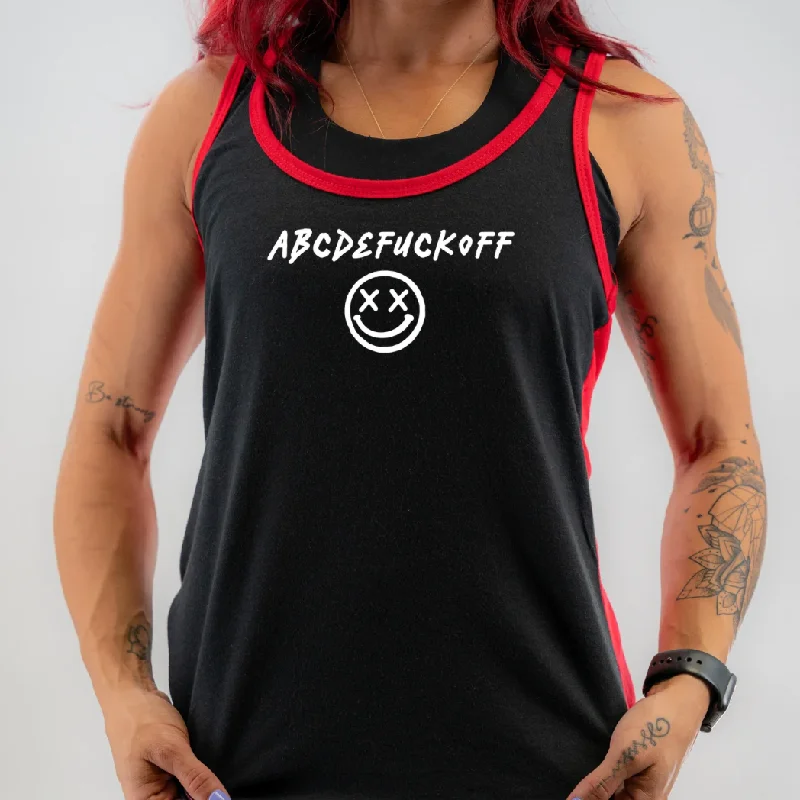 Salty Savage Ladies “ABC” Two Tone Racerback Tank white tank top