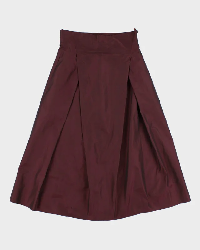 MaxMara Iridescent Red Midi Skirt - S zip skirt side