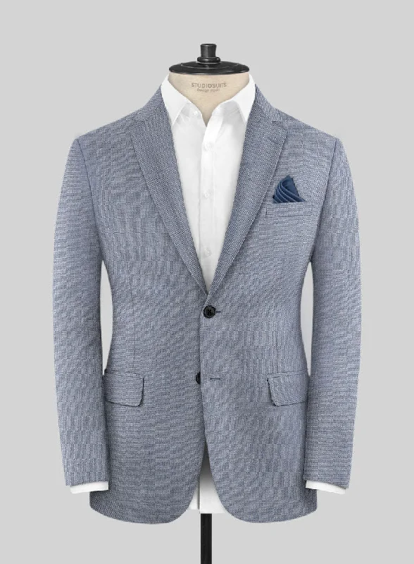 Scabal Londoner Twill Light Blue Wool Jacket Faux Fur Jacket Real Fur Jacket Shearling Jacket