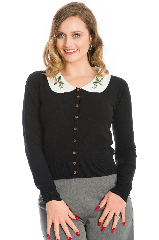HAPPY HOLLY CARDIGAN Chenille Blend Fleece Blend Nylon Blend