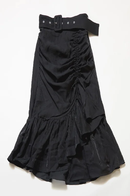 Chambray Gather Skirt in Black cotton skirt soft