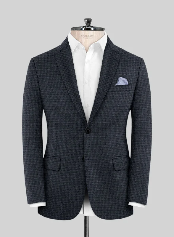 Scabal Mirage Blue Wool Jacket Herringbone Jacket Houndstooth Jacket Plaid Jacket