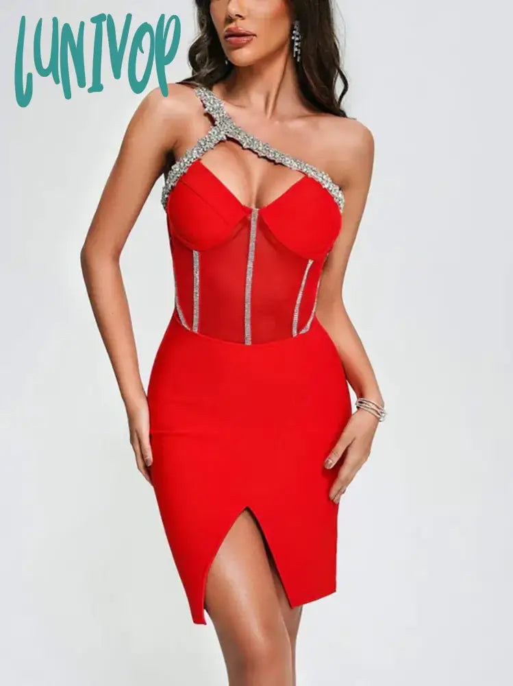 Lunivop Fashion New Women Elegant Luxury Crystal Diamond Red Backless Mini Bandage Dress Vestidos Para Mujer Birthday Party Dresses Lace Sexy Club Lunivop Fashion New Women Elegant Luxury Crystal Diamond Red Backless Mini Bandage Dress Vestidos Para Mujer Birthday Party Dresses Lace Sexy Club