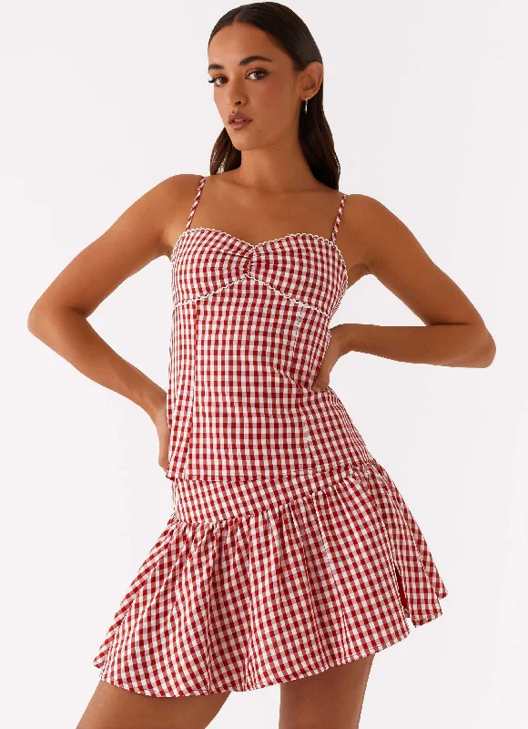 Bellamy Mini Skirt - Red Gingham tulle skirt dreamy