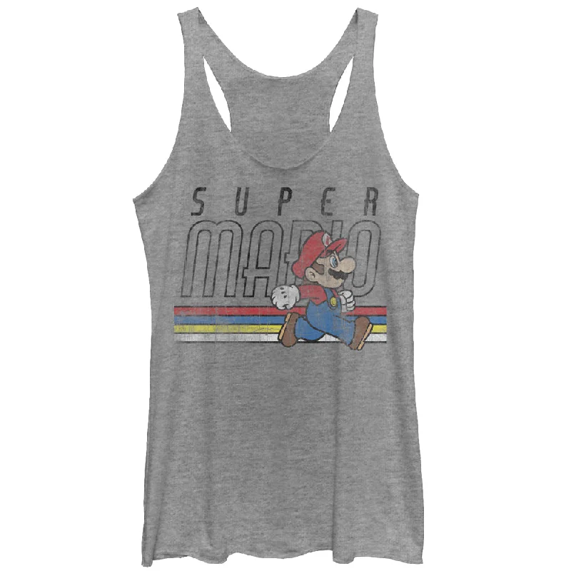Women's Nintendo Super Mario Classic Stripes Racerback Tank Top high neck tank