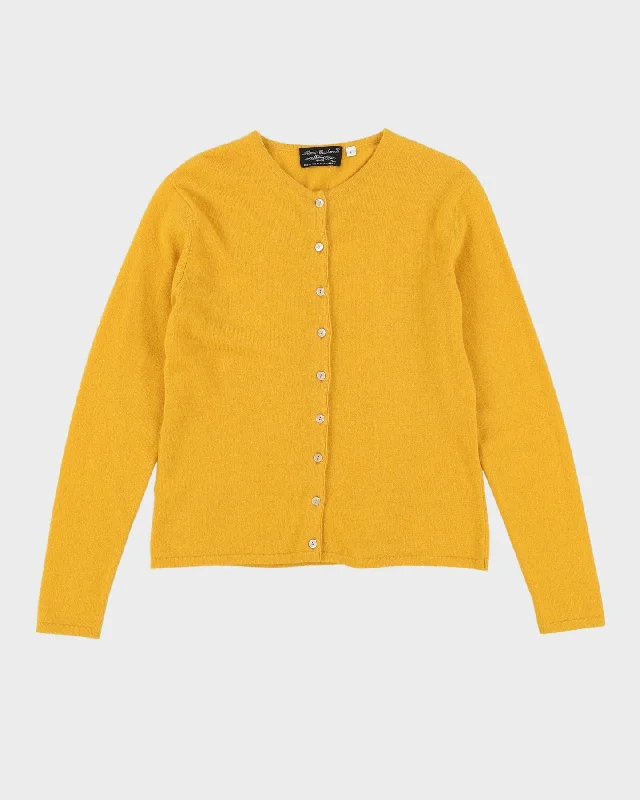 Mustard Yellow Cashmere Cardigan - S Jersey Fabric Tulle Fabric Batik Fabric
