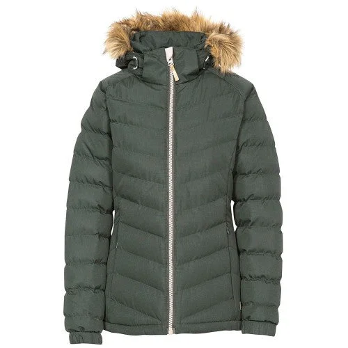 Trespass Womens/Ladies Nadina Waterproof Padded Jacket Notch Collar Peter Pan Collar Cowl Neck