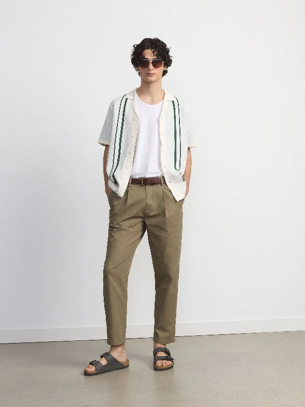 The Jamie Pleated Chino Pant in Khaki Modern Skinny Pants