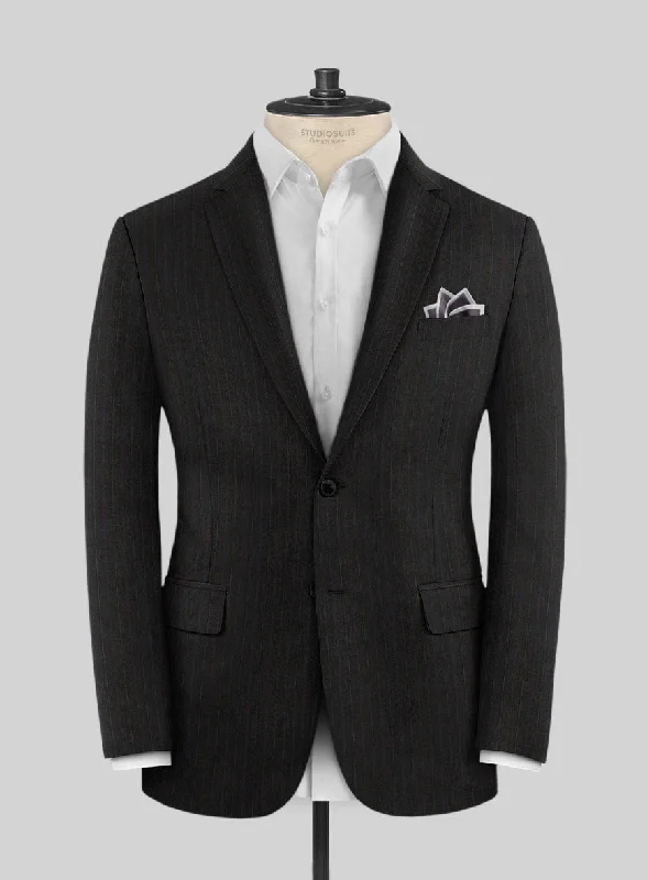 Scabal Cosmopolitan Stripe Iriya Black Wool Jacket Rayon Fabric Velvet Fabric Corduroy Fabric