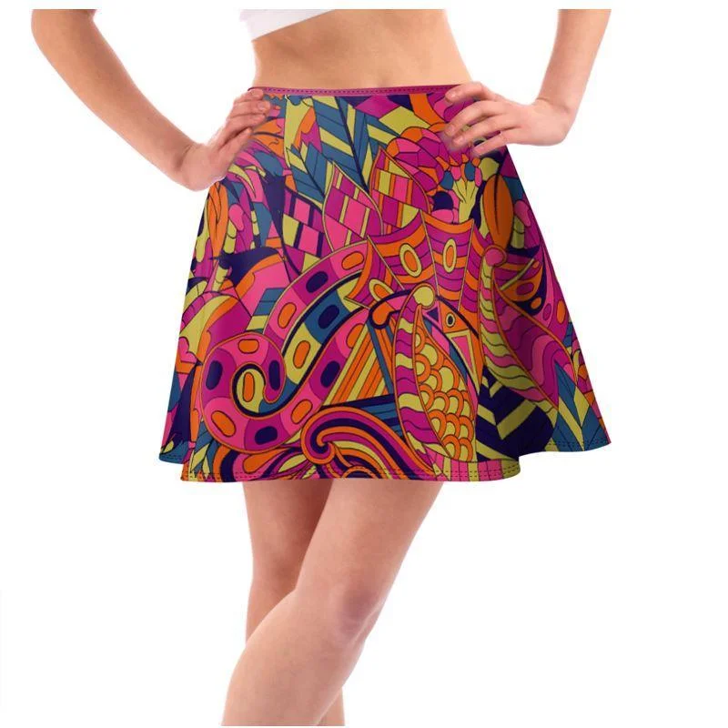 Lina Mini Skater Skirt elastic waist skirt