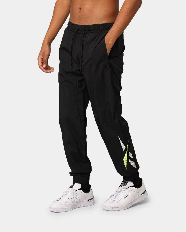 Reebok Classics PVT Woven Pant Black/Yellow Flare/White Trendy Wide-Legged Trousers