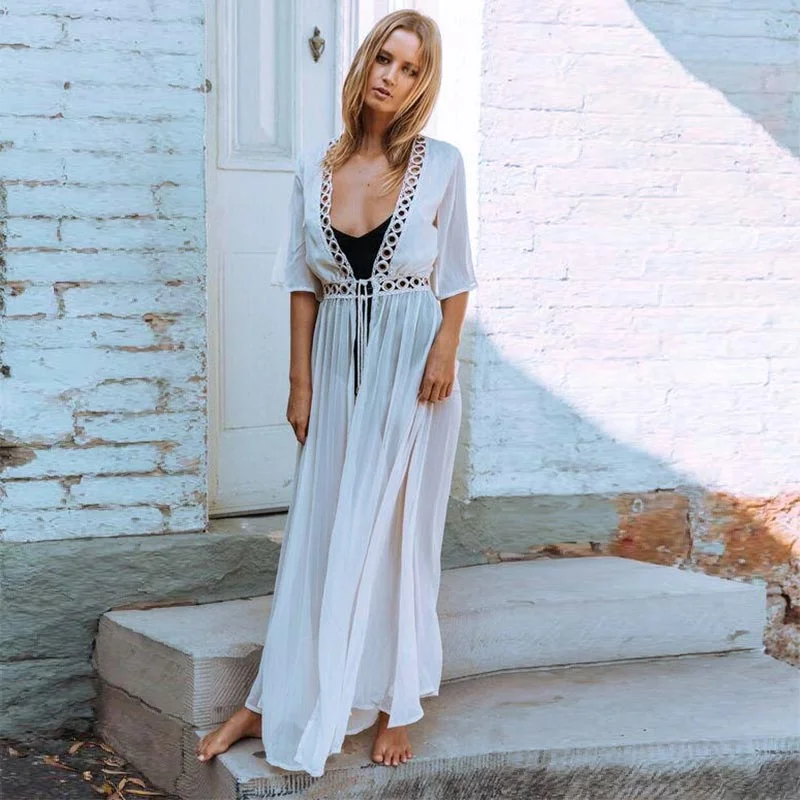 Lace Chiffon Cardigan #Lace #Chiffon Solid Print Embellished
