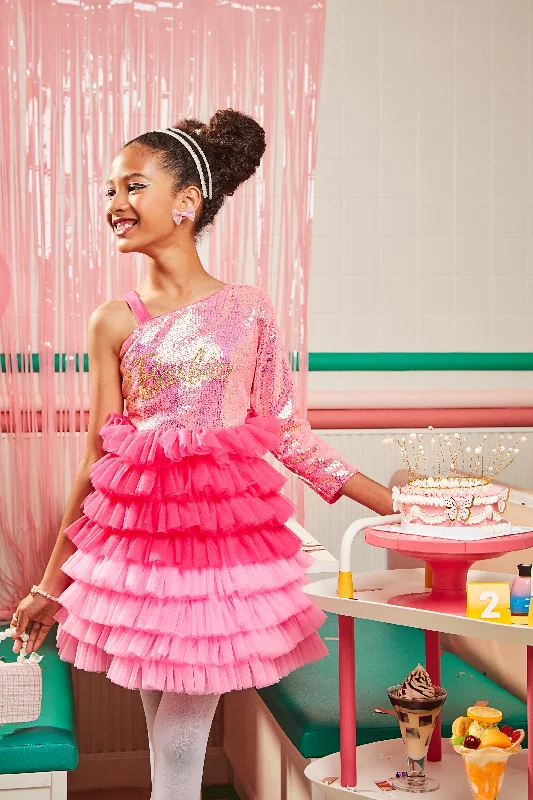 Barbie Sequins Layred Frills Party Dress Tunics Party sparkling