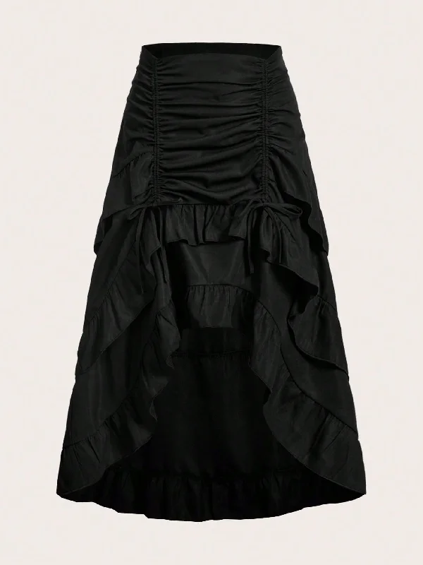 Victorian Witch Classic Ruched Ruffle Hem Skirt boho skirt vibe