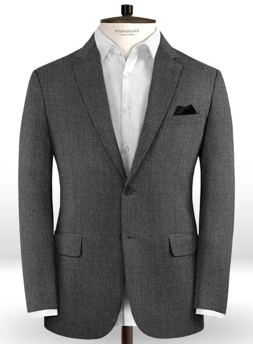 Scabal Carbon Gray Wool Jacket Welt Pockets Slit Pockets Flap Pockets