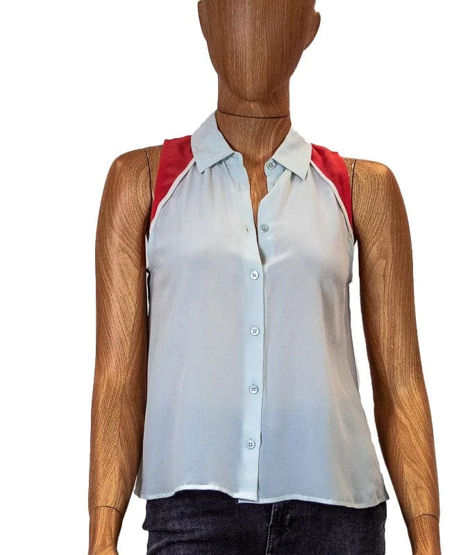 Silk Oxford Button Down Tank playful tank top