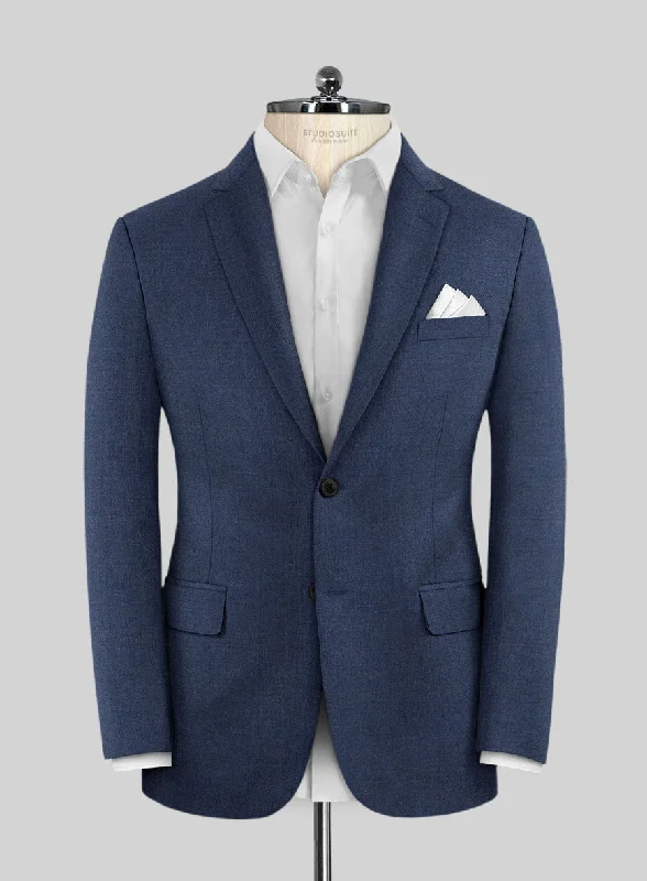 Scabal Londoner Indigo Blue Wool Jacket Stand-Up Collar Roll-Neck Collar Turtle Neck