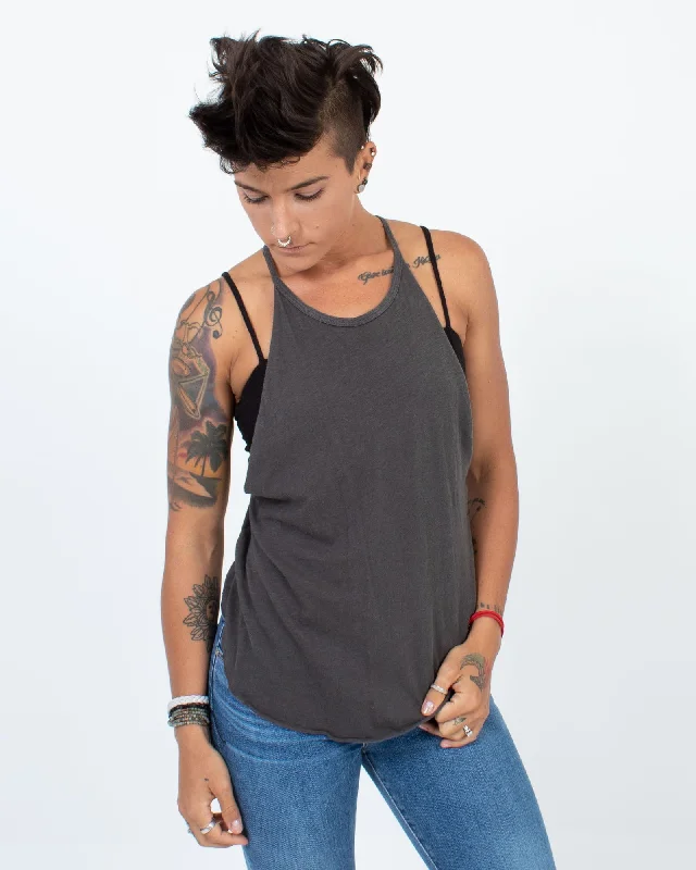 Dark Grey Tank peach tank top