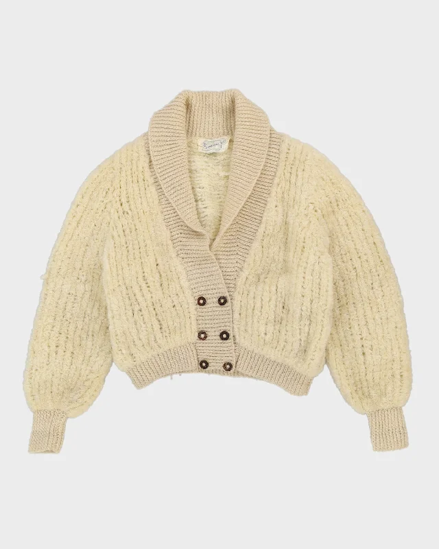 Hand Knitted Bomber-Style Wool Cardigan - L Satin Fabric Silk Fabric Chiffon Fabric