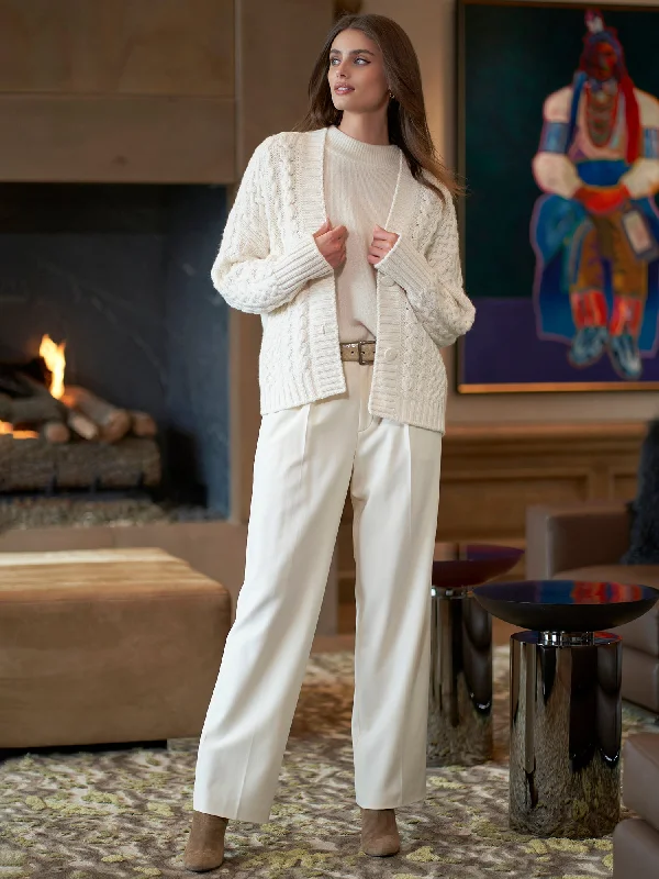 Delenn Stretch Wool Pant Elegant High-Waist Pants