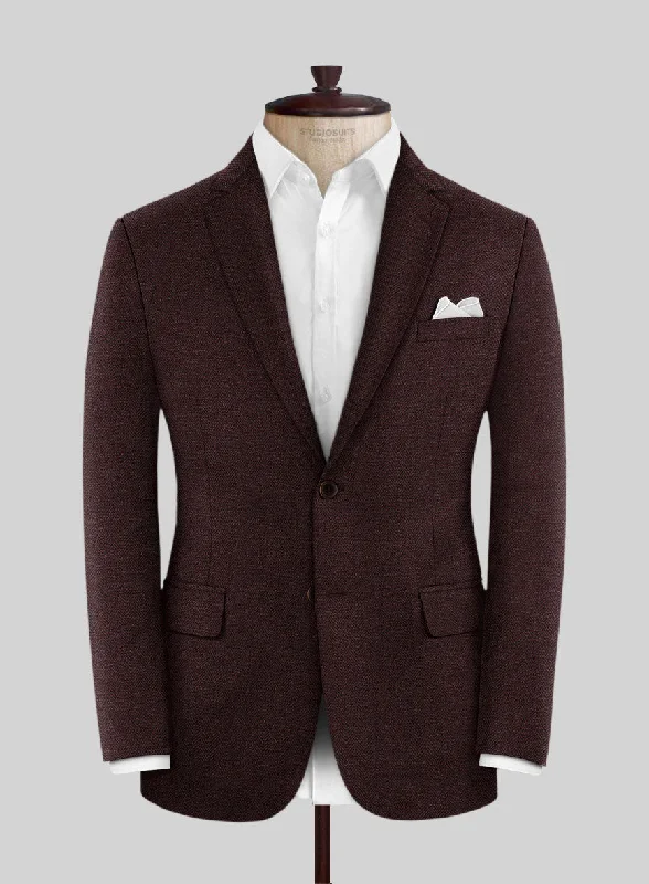 Scabal Wine Herringbone Wool Jacket Oversized Jacket Tailored Jacket Straight Jacket