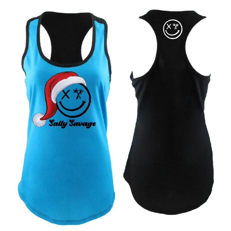 Salty Savage Ladies “Salty Santa” Two Tone Racerback Tank soft pink tank