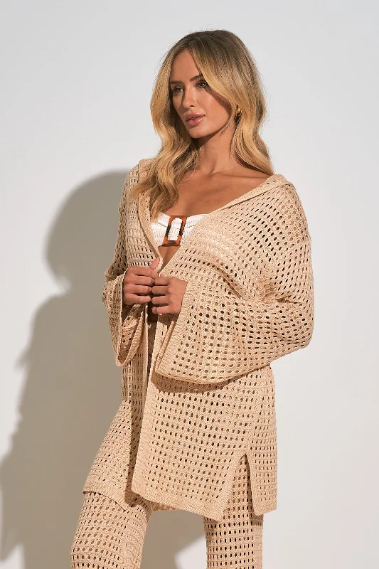 ELAN mesh cardigan Neon metallic Matte