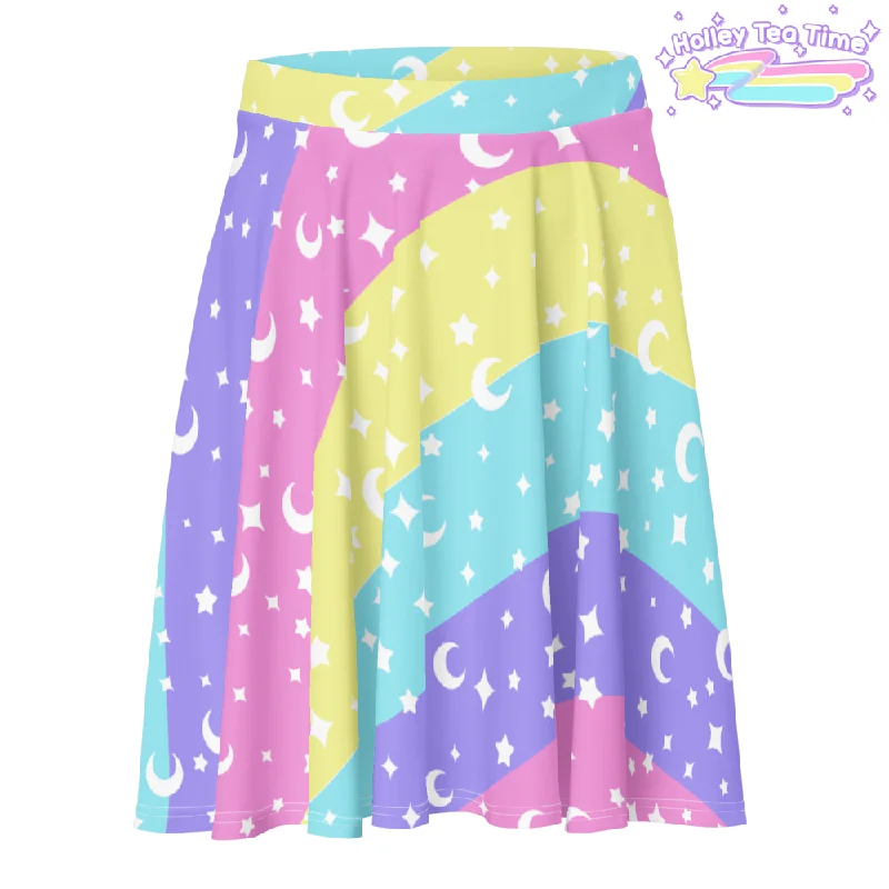 Cosmic Rainbow Skater Skirt midi skirt versatile