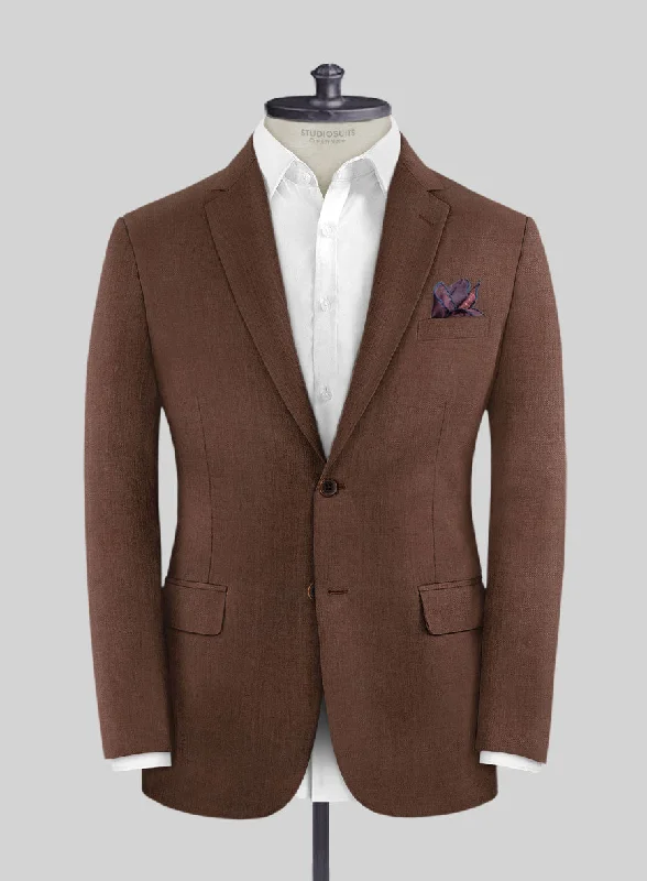 Scabal Brick Brown Wool Jacket Faux Fur Jacket Real Fur Jacket Shearling Jacket
