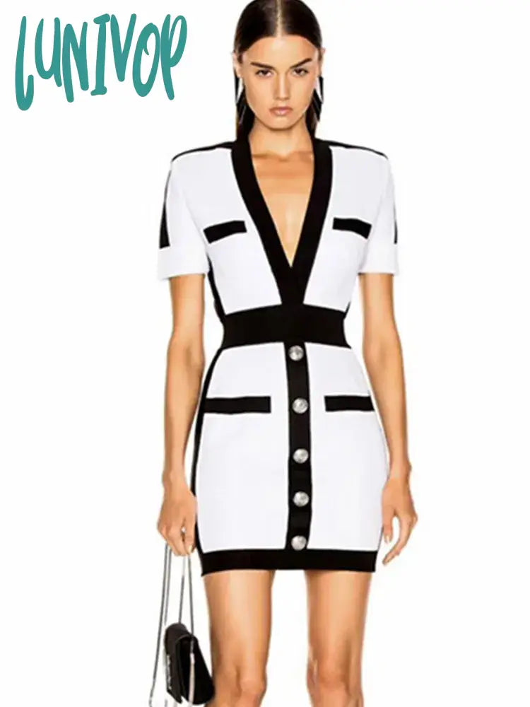 Lunivop Sexy V Neck Patchwork Mini Women Bandage Dress Fashion Party Dress Vestido Off-the-shoulder Bohemian Festive Lunivop Sexy V Neck Patchwork Mini Women Bandage Dress Fashion Party Dress Vestido Off-the-shoulder Bohemian Festive