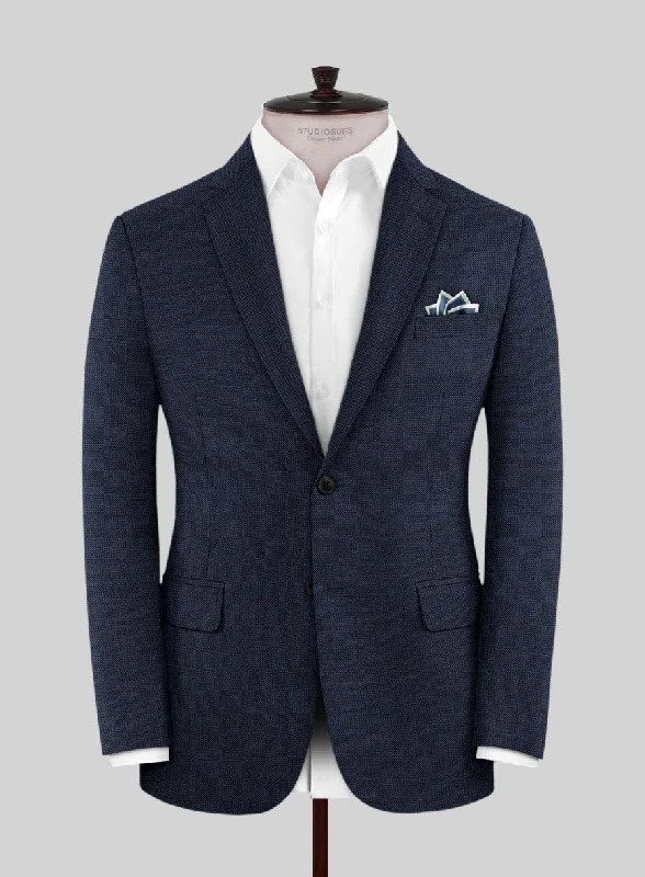 Scabal Londoner Twill Dark Blue Wool Jacket Faux Fur Fabric Real Fur Fabric Shearling Fabric
