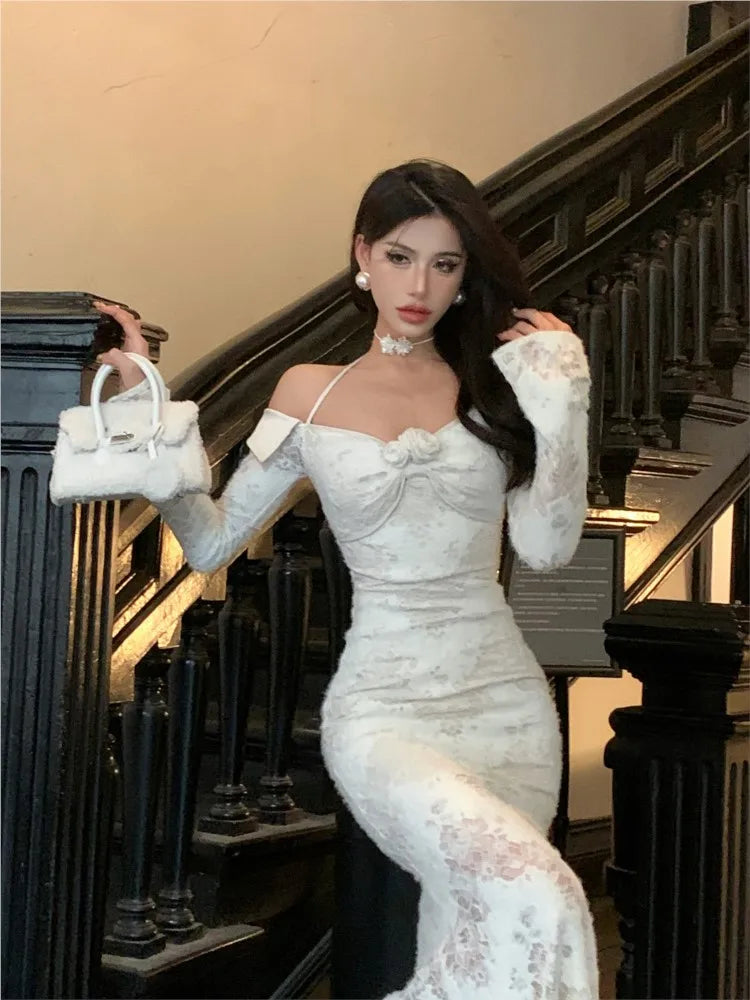 Cinessd Christmas Gift Outfit Off Shoulder Sexy One Piece Dress Women Slash Neck Elegant Y2k Slim Dresses Female Korean Lace Fashion Chic Party Dress 2024 New Tunics Hiking breathable Cinessd Christmas Gift Outfit Off Shoulder Sexy One Piece Dress Women Slash Neck Elegant Y2k Slim Dresses Female Korean Lace Fashion Chic Party Dress 2024 New Tunics Hiking breathable