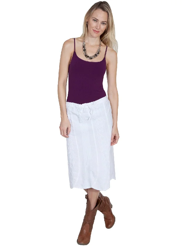 Scully Womens White 100% Cotton Tie Front Skirt cotton skirt soft