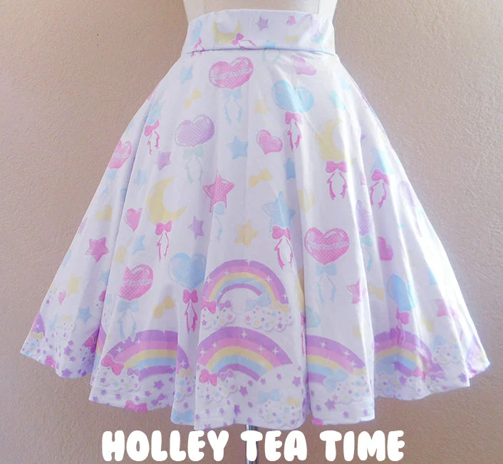 Pastel Party White A-Line Skirt [made to order] slim fit skirt
