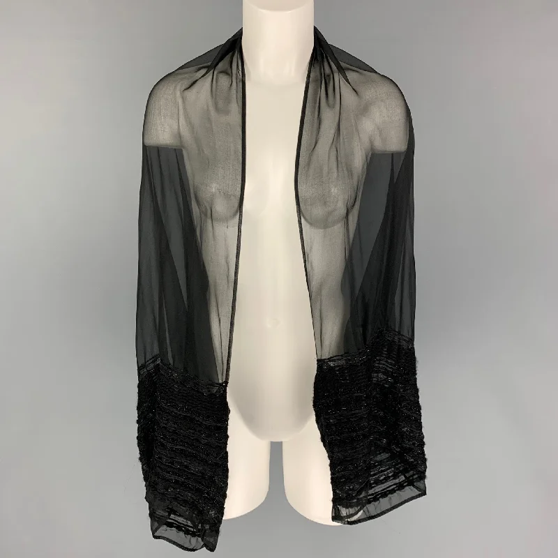 GIORGIO ARMANI Black Silk Blend See Through Cardigan Tailored Straight A-Line