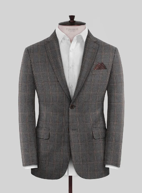 Scabal Oricio Checks Gray Wool Jacket Fleece Jacket Down Jacket Parka