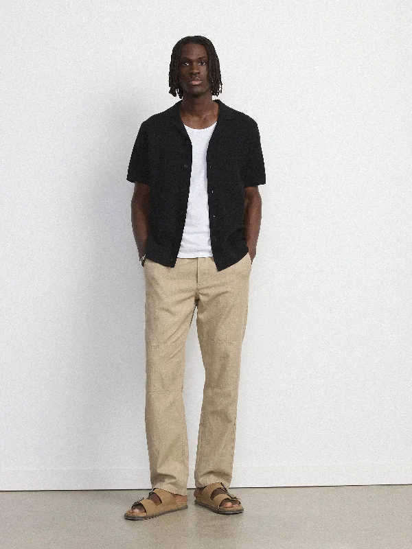 The Joey Straight Canvas Pant in Sandstone Elegant Wool Trousers