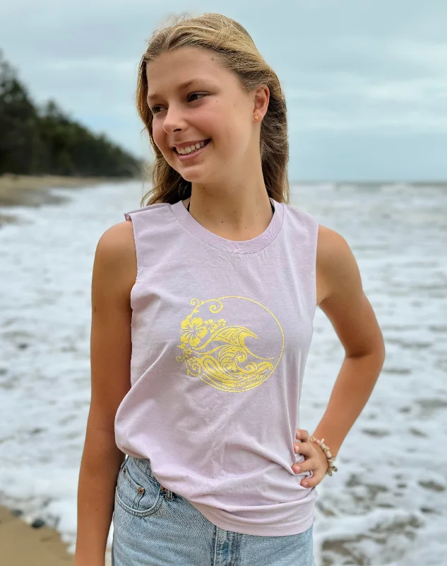 Ladies Swell Tank - Light Purple & Butter Yellow vintage tank top