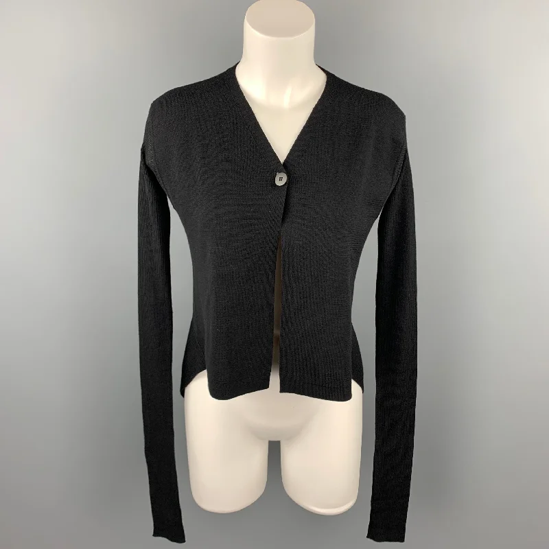 RICK OWENS VICIOUS S/S 14 Size M Black Knitted Virgin Wool Asymmetrical Cardigan Cardigan Knitwear Sweater RICK OWENS VICIOUS S/S 14 Size M Black Knitted Virgin Wool Asymmetrical Cardigan Cardigan Knitwear Sweater
