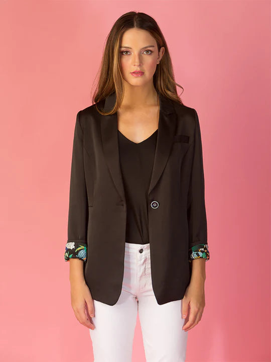 JESSIE LIU Acetate Jacket - Black/Multi Jacket Tailored Jacket Straight Jacket A-Line Jacket