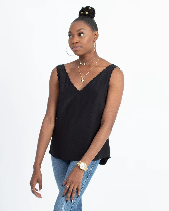 Black "La Chemise" Silk Tank high neck tank