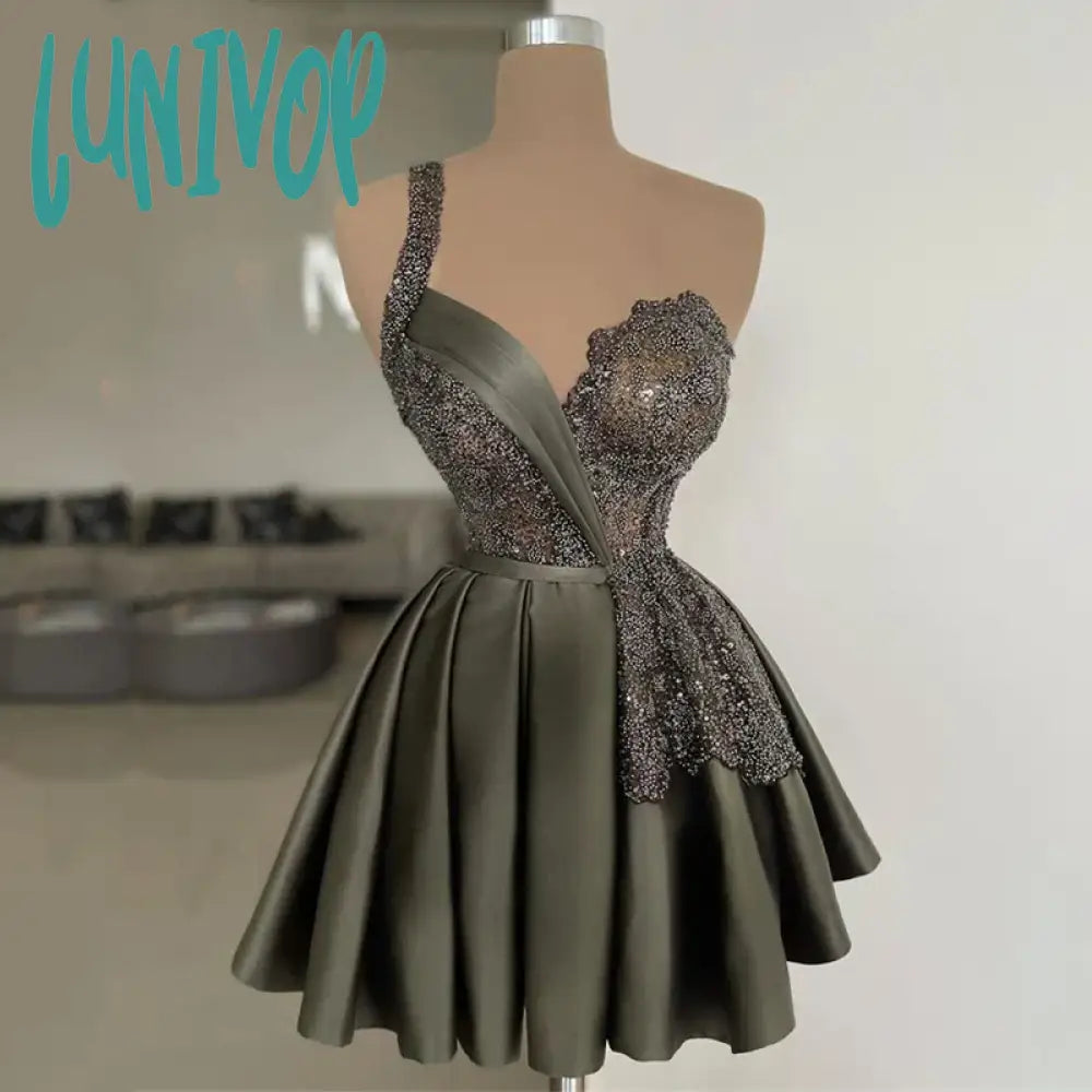 Lunivop Shiny Cocktail Party Dresses One Shoulder Pleated A-Line Short Evening Dress Mini Prom Gowns vestido festa 2024 Tunics New arrival Lunivop Shiny Cocktail Party Dresses One Shoulder Pleated A-Line Short Evening Dress Mini Prom Gowns vestido festa 2024 Tunics New arrival