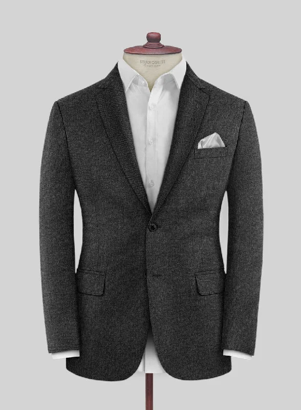 Scabal Tornado Gallo Charcoal Wool Jacket One-Shoulder Jacket Off-the-Shoulder Jacket Asymmetrical Jacket