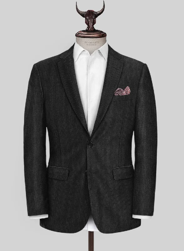 Scabal Londoner Emingo Stripe Charcoal Wool Jacket Oversized Jacket Tailored Jacket Straight Jacket