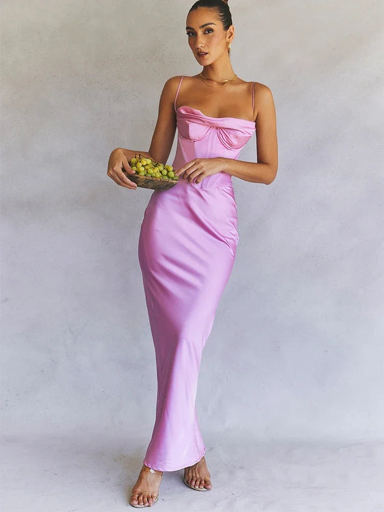 Cinessd Christmas Gift Outfit Summer Satin Maxi Bodycon Dress Sexy Event Night Wedding Guest Dress Women Corset Party Dresses Pink Slit Dress High Quality Tunics Ceremony elegant Cinessd Christmas Gift Outfit Summer Satin Maxi Bodycon Dress Sexy Event Night Wedding Guest Dress Women Corset Party Dresses Pink Slit Dress High Quality Tunics Ceremony elegant