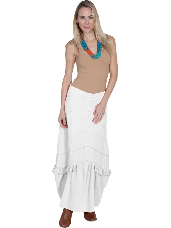 Scully Womens Multi-Panel White 100% Cotton Skirt lace skirt intricate