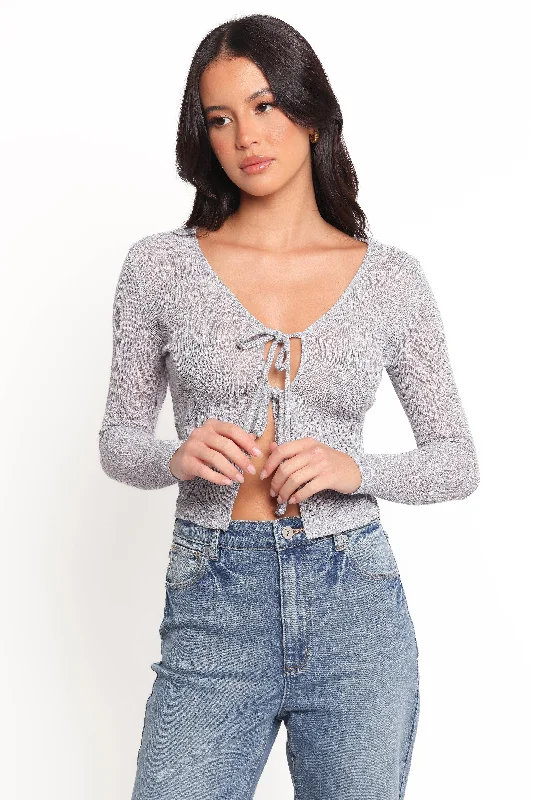 Tamsie Cardigan Top - Light Grey Long Cardigan Short Cardigan Medium Cardigan