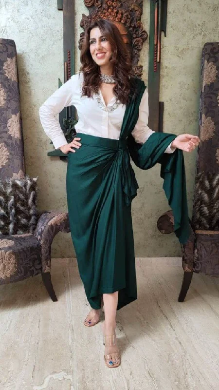 Emerald Green Drape Skirt chiffon skirt floaty